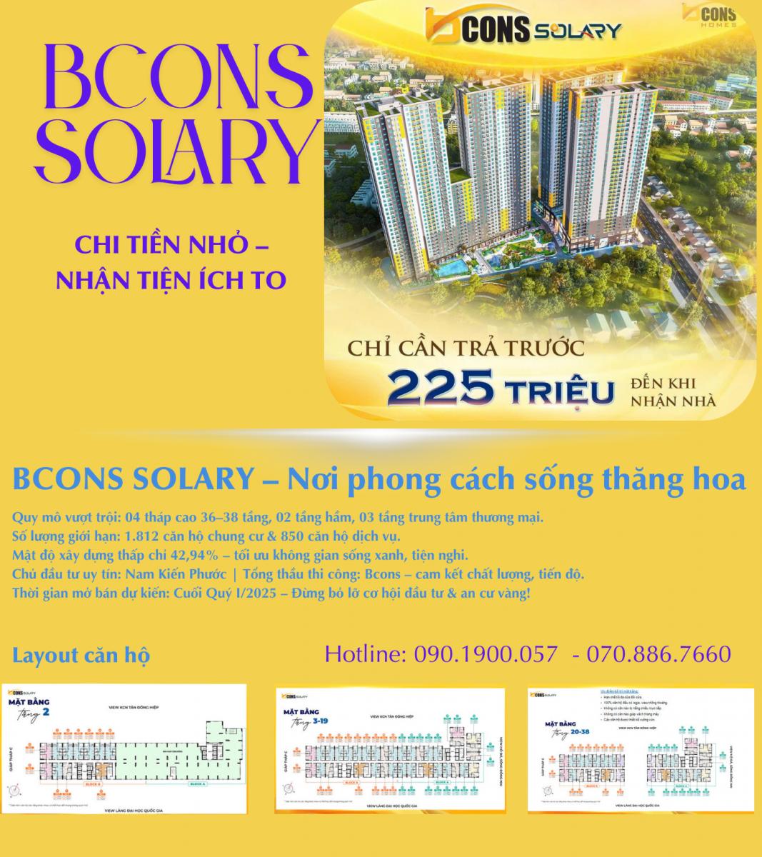 THỊ TRƯỜNG CĂN HỘ DĨ AN: Bcons Solary - Dự án nổi bật