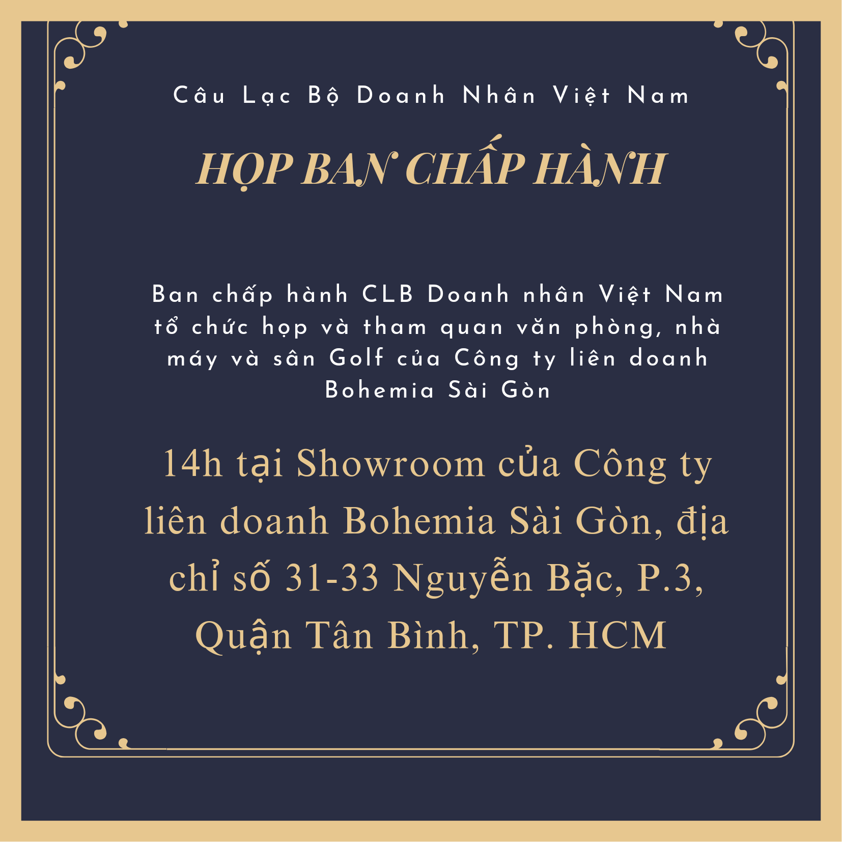 CLB Doanh Nhân Việt Nam: Họp  Ban Chấp Hành và Tham Quan Văn Phòng, Nhà Máy và Sân Golf Bohemia Sài Gòn